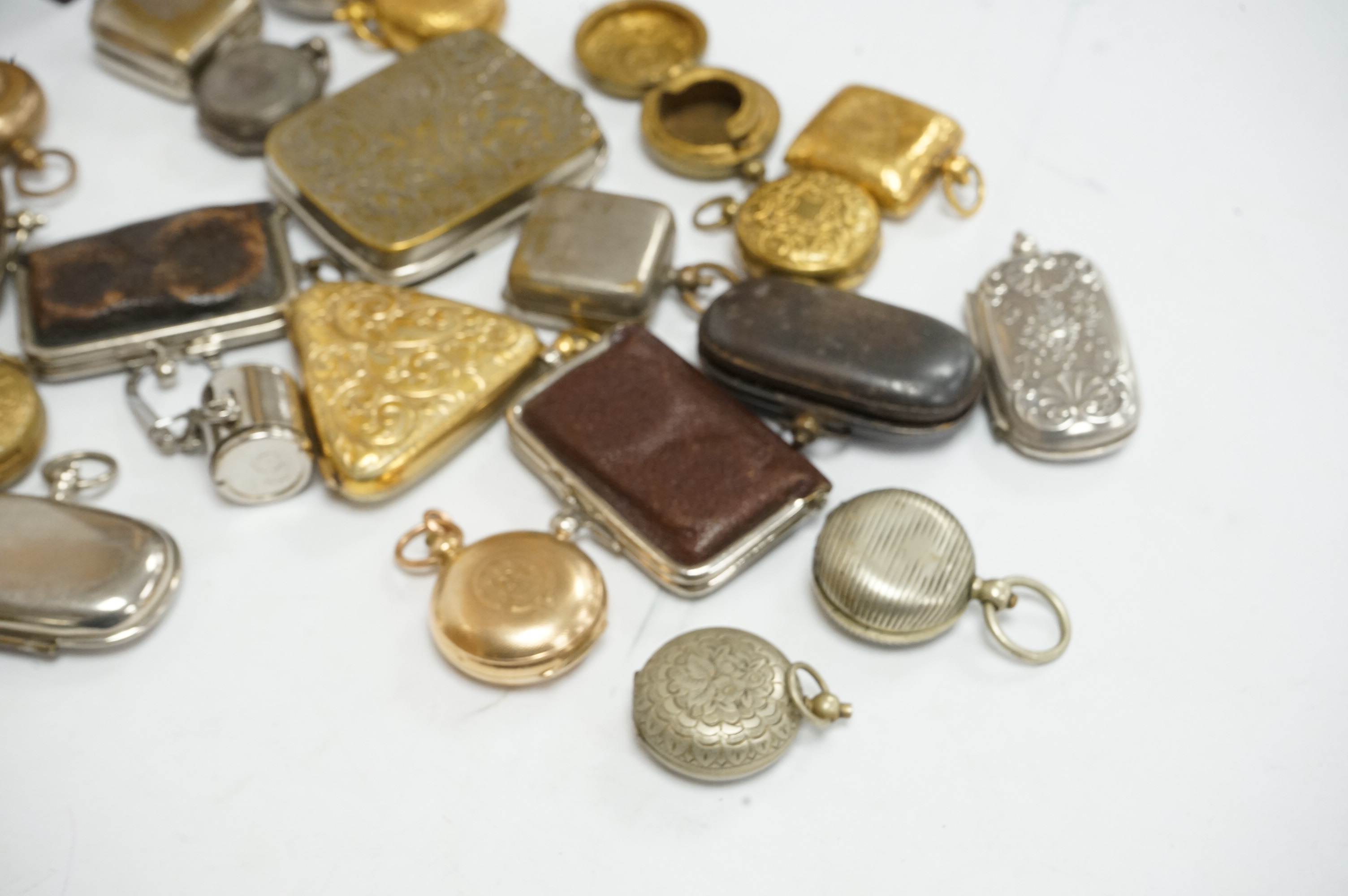 A collection 19th and 20th century mixed metal coin cases. Condition - variable
